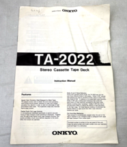 ONKYO TA-2022 Stereo Cassette Tape Deck Original Instruction Manual - £9.85 GBP