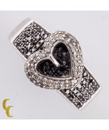 Sterlingsilber Schwarzer Und Weißer Diamant Herzförmiger Bandring Größe ... - €226,68 EUR