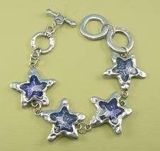 Blue Star Glass &amp; Metal Bracelet w/ Adjustable Toggle Clasp - $6.99