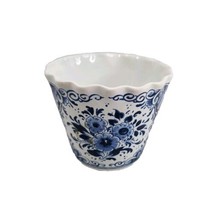 Vintage Delft Holland Blue/White Floral 3” Vase Scallop Edge Signed Delft - £23.33 GBP