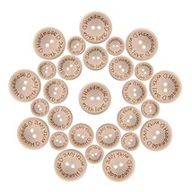 150Pcs Wooden Handmade With Love Round Craft Decor 2 Holes Wooden Sewing Buttons - £13.53 GBP