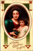 Vtg Cartolina 1910s Non Usato Un Felice Natale Be Yours Mary &amp; Gesù Goffrato - £6.38 GBP