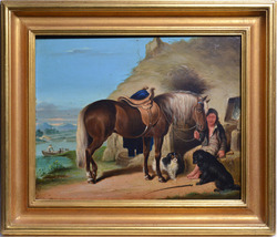 Animal scene We don&#39;t like it 18th century masterwork Oil painting framed - £443.64 GBP