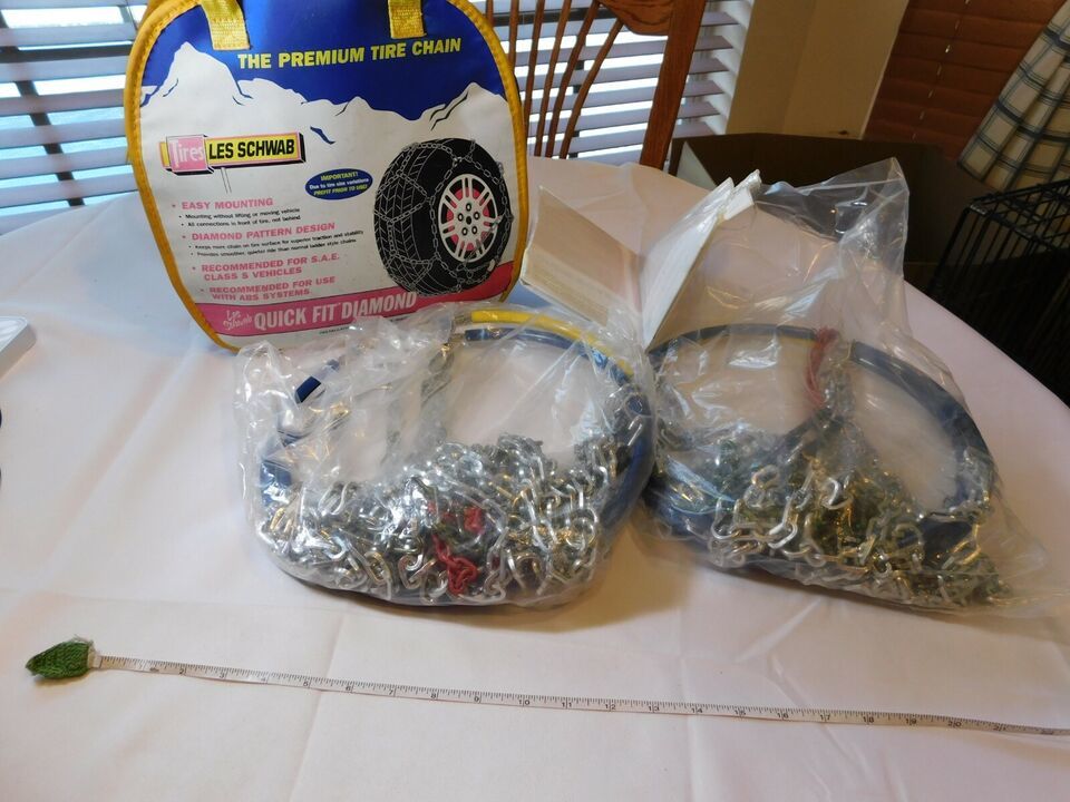 Les Schwab Quick Fit Premium Tire Snow Chains 1555-s NOS dirty bag diamond - $37.35