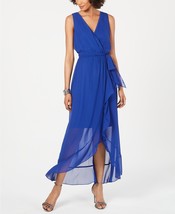 SL FASHIONS Surplice High-Low Maxi Dress Royal Blue Size 10 $99 - $38.61