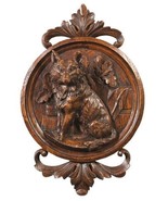 Plaque EQUESTRIAN Lodge Sitting Fox Large Chestnut Resin Relief Carved - £266.57 GBP