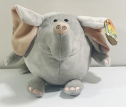 Lubies Stuffed Gray Elephant Plush Animal 6&quot; Round Ball Grey Toy - $5.34