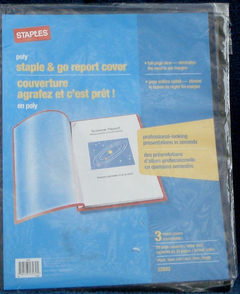 Staples Poly Staple &amp; Go Report Cover - BRAND NEW PACKAGE OF 3 COLORS - $6.92