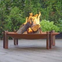 Curonian Alna Fire Pit 31.5&quot; Solid Carbon (Rusting) Steel - £249.04 GBP