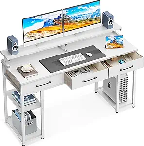 Computer Desk With Drawers And Storage Shelves, 55 Inch Home Office Desk... - $236.99