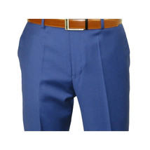 Mens Mantoni Flat Front Trousers Wool Super 140s Classic Fit 40901 French Blue image 5
