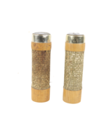 Vintage 70s Mid Century Modern MCM Burlap Wood Salt &amp; Pepper Shaker Set ... - $745.43 MXN