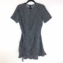 Missguided Mini Dress Ruched Ruffle Short Sleeve Geometric Black White Size 2 - £9.83 GBP