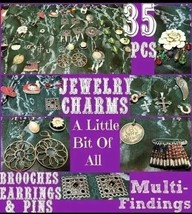 ✔35 Pcs Jewelry Charms MultiFindings Vintage Earrings/Brooches/Pins Good Quality - £9.20 GBP