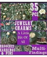 ✔35 Pcs Jewelry Charms MultiFindings Vintage Earrings/Brooches/Pins Good Quality - $11.56