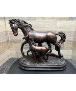 Vintage Horse Statue Mother &amp; Foal Resin Figurine 15.5&quot;Lx11.55&quot;Wx6.5H Ex... - €68,75 EUR