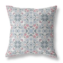 20 Pink Gray Paisley Indoor Outdoor Throw Pillow - £57.49 GBP
