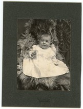 Circa 1890&#39;S Cabinet Card Cute Baby White Dress Fur Chair Weidner Quakertown, Pa - £7.52 GBP