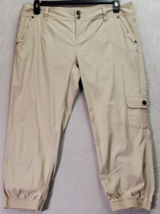 GUESS Capri Pants Women Size 32 Tan Cotton Slash Pockets Los Angeles Tapered Leg - £13.26 GBP