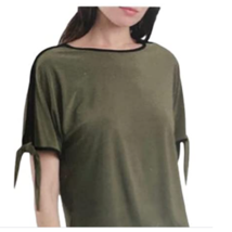 Two by Vince Camuto Ladies Tie Sleeve Top Size: XXL, Color: Olive/Black - £16.07 GBP