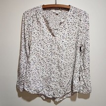 Spring Beach Lunch Lounge Womens Floral Shirt XS Off White Long Sleeve Button Up - £9.63 GBP
