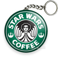 Star Wars Princess Leia Starbucks Coffee Joke Key Chain Keychain Ring Gift Idea - £11.14 GBP+