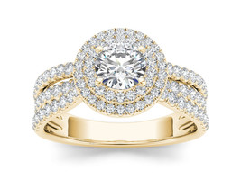 Authenticity Guarantee 
Genuine 14K Yellow Gold 1 Ct Diamond Double Halo Enga... - £1,390.87 GBP