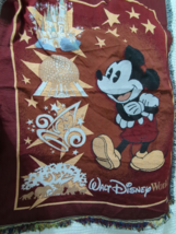 Walt Disney World Mickey Mouse Tapestry Woven Fringed Throw Blanket Epco... - $14.69