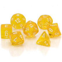 D7 Die Set Dice Translucent Poly (7 Dice) - Yellow/White - £25.94 GBP