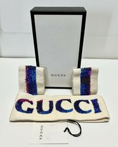 Gucci White Rainbow Sequin Headband Wrist Cuff Set Sport Retro Medium Cotton - £514.38 GBP