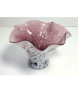 Krosno Jozefina  NEW Ruffled Bowl Vase Glass HandMade in Poland Purple W... - £28.78 GBP