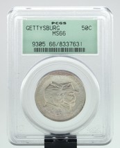 1936 Gettysburg 50C Commémoratif Demi Dollar Classé Par PCGS Comme MS-66 Old De - £1,188.14 GBP