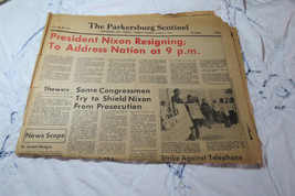 The Parkersburg Sentinel August 8, 1974 1 Section Nixon Resigning Red Le... - £6.76 GBP