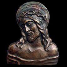 Jesus Christ Wall sculpture plaque in Bronze Finish - $19.79