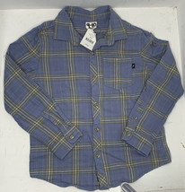 Cotton-on Kids NWT 9-10 Blue Flannel Plaid Long Sleeve Button Up Shirt N5 - $11.49