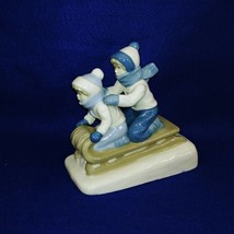 Figurine Sled Ride Children Paul Sebastian 1992 Porcelana De Cuernavaca Mexico - £31.13 GBP