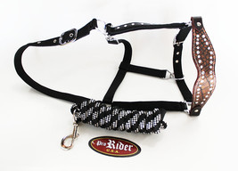 Horse Noseband Tack Bronc Leather HALTER Tiedown Lead Rope  280306 - $51.47