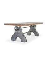 KNOX II Adjustable Dining Table - Industrial Iron Base - Rustic Natural Top - £3,991.88 GBP