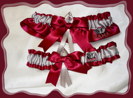 University of Alabama Tide Garnet Satin Ribbon Wedding Garter Set - £23.98 GBP