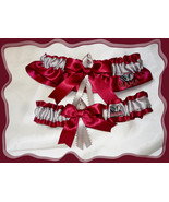 University of Alabama Tide Garnet Satin Ribbon Wedding Garter Set - £23.98 GBP
