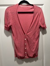 Banana Republic Cardigan Sweater, M Coral Short Sleeved, Pre-Owned - £6.05 GBP