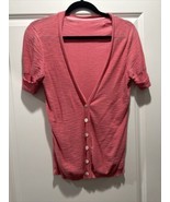 Banana Republic Cardigan Sweater, M Coral Short Sleeved, Pre-Owned - $10.51 CAD