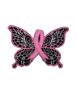 Awareness Ribbon Breast Cancer Butterfly 7 Embroidered Iron On Patch 3.8... - $203.76 MXN