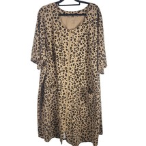 Dreams Co Robe 3x 30/32 Womens Plus Size Full Zip Brown Animal Print Poc... - £30.97 GBP