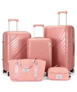 5 Piece Luggage Sets, PP Hardside Luggage Suitcase Set with Portable Tra... - $1,635.80 MXN