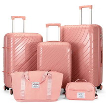 5 Piece Luggage Sets, PP Hardside Luggage Suitcase Set with Portable Tra... - $89.99