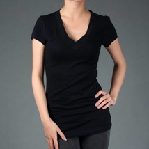 Womens Summer Casual Short Sleeve Basic Stretch V-Neck Top T-Shirt Tee S... - $13.70 CAD