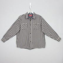 Wrangler Men&#39;s Flannel Shirt Button Front Plaid Long Sleeve XL White Blu... - £13.47 GBP