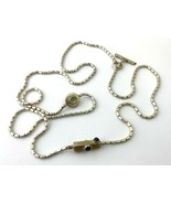 Vintage &quot;Modern Art&quot; Style Silver Tube Chain Necklace with Polished Glass - £11.21 GBP