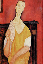 Modigliani Art Print Poster 16x24 in Woman with Fan Skyfall Portrait of ... - $42.50